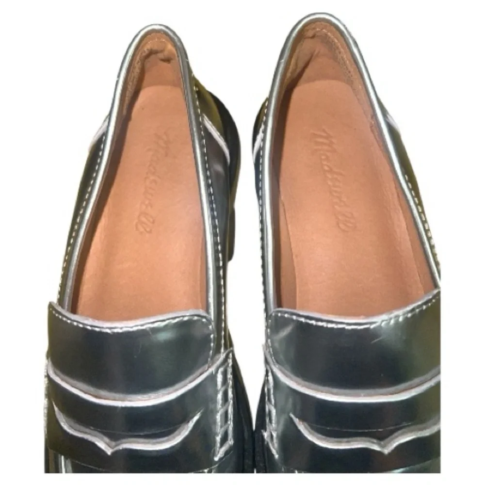 Madewell The Vernon Specchio Leather Loafers Metallic Silver‎ Size 6